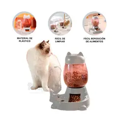 GENERICO - Plato Automatico para Gatos Gris Y+Envoltorio de Regalo