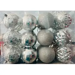 GENERICO - SET DE 24 BOLAS DE NAVIDAD COLOR AZUL