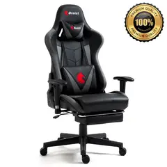 DREIZT - Silla Gamer Apolo Series Plomo Pro 180° Alta Calidad Posapies