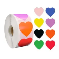 GENERICO - 90 stickers en rollo Corazones Colores