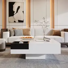 TU MESITA - Mesa de Centro Cuadrada Angelus color BlancoNegro