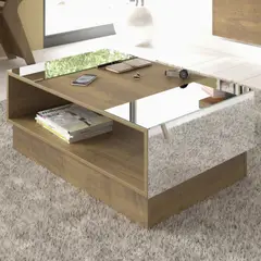 TU MESITA - Mesa de Centro Dember con espejos color Marrón