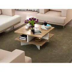 TU MESITA - Mesa de Centro Moderna Andaluz color BlancoMarrón