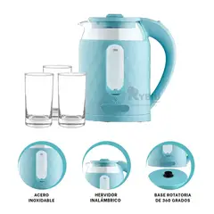 GENERICO - Calentador de Infusion 2L en Celeste Y+Banderitas Adhesivas