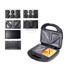 GENERICO - Tostador Transportable 6 en 1 Negro Y+Envoltorio de Regalo