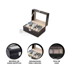GENERICO - Caja Exhibidora de Relojes Tono Negro Y+Banderitas Adhesivas
