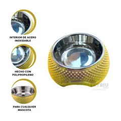 RYBIU IMPORT - Comedero Solido con Relieve Color Amarillo Y+Regalo Agendita