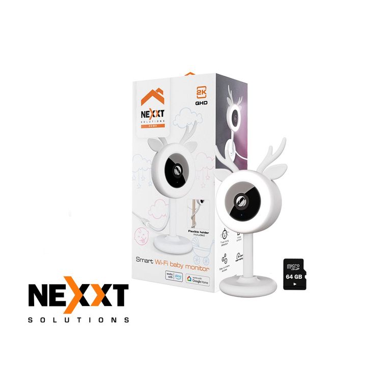 Monitor de bebé Inalámbrica Nexxt NHC-B100 2K Audio 2vías Detección llanto +64GB