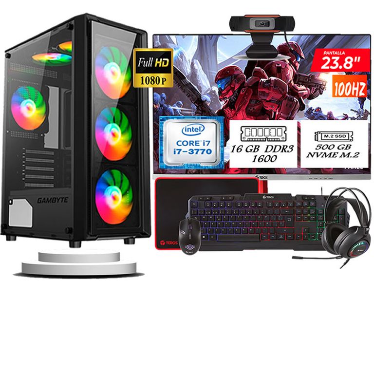 Computadora Pc Intel Core i7 3770 Monitor 24 fhd' RAM 16 GB SSD 500 GB