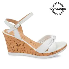 VIALE - Sandalia Dorsay Casual ECO-2503 Blanco Cuero