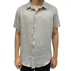 AMERICAN EXCHANGE - Camisa de Lino Zarah Corrugada Gris Claro De Hombre -