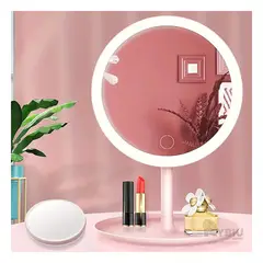 GENERICO - Espejo Led Tactil Circular de Color Rosado