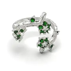 LUYA JOYERÍA - Anillo de flor y ramas con corte circular