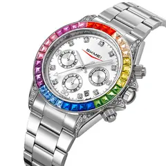 SKMEI - Reloj 2352 Plateado bordes Multicolor Cronómetro