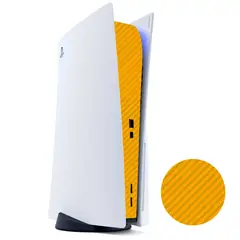 GENERICO - Skin Adhesivo Fibra carbono amarillo para central de PS5
