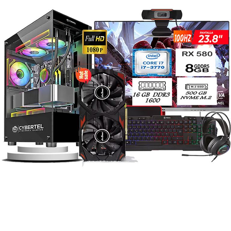 Computadora Pc Intel Core i7 3770 Monitor 24 fhd' RAM 16 GB SSD 500 Tvideo 08