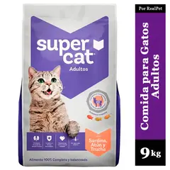 SUPERCAT - Comida para Gatos Adultos Sardina Atún Trucha 9 kg