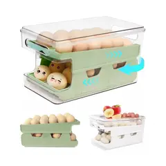 GENERICO - Organizador Contenedor De Huevos 2 Niveles Acrilico