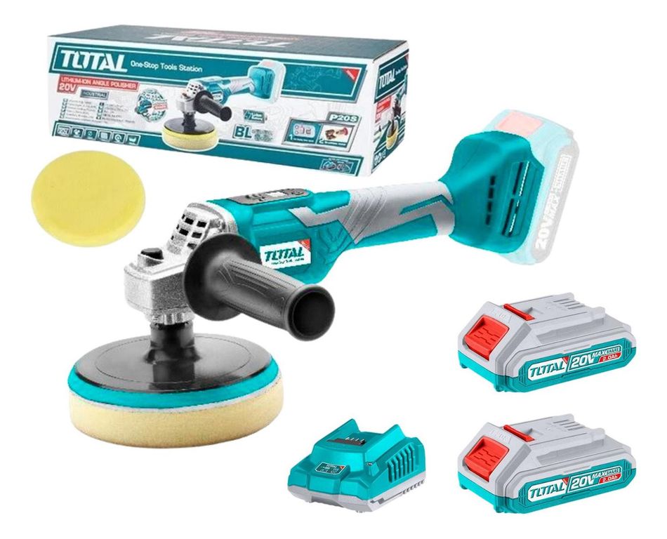Pulidora angular 20v + 2 baterias y cargador