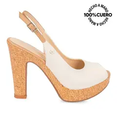VIALE - Sandalia Peep Toe Casual TATI-2503 HuesoTrigo Cuero
