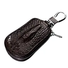 GENERICO - Llavero de Cuero Relieve Cocodrilo Cafe