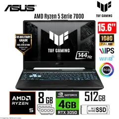 ASUS - Laptop TUF GAMING FA506NC-HN011W AMD Ryzen 5 7535HS 8GB RAM 512GB SSD 15.6" FHD RTX3050 4GB