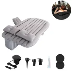 SEISA - Colchon Inflable color Gris para Auto Con 2 Almohadas y Bomba de Aire