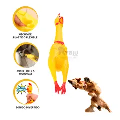 RYBIU IMPORT - Pollo Juguete Masticable Amarillo Talla L Y+Ligas de Regalo