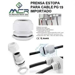 GENERICO - PRENSA ESTOPA PARA CABLE PG19 DIAMETRO DE 12-15MM PVC IMPORTADO