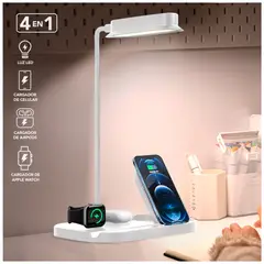 KELLER - Cargador Inalámbrico 4 en 1 con Lámpara LED Flexible Blanco T80