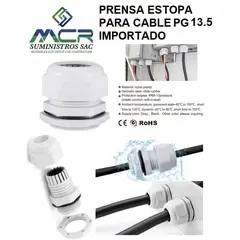 GENERICO - PRENSA ESTOPA PARA CABLE PG 13.5 DIAMETRO DE 6-11MM PVC IMPORTADO