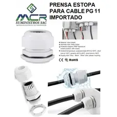 GENERICO - PRENSA ESTOPA PARA CABLE PG 11 DIAMETRO DE 5-10MM PVC IMPORTADO