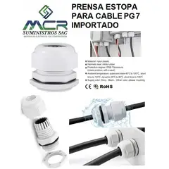 GENERICO - PRENSA ESTOPA PARA CABLE PG 7 DIAMETRO DE 3-6.5MM PVC IMPORTADO