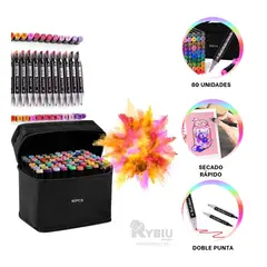 RYBIU IMPORT - Kit de Marcadores de Colores 80 Unidades Y+Gift MiniAgenda