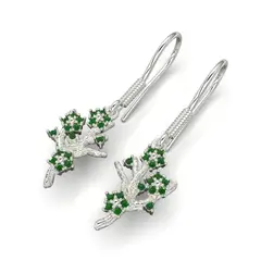 LUYA JOYERÍA - Aretes de flor y ramas con corte circular