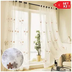INSPIRA - Cortina de Voile cortina elegante 140 X 240 cm SET Flores