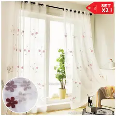 INSPIRA MARKET - Cortina de Voile cortina elegante 140 X 240 cm SET Flores