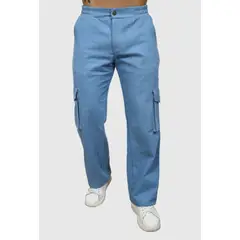 J JERAOUS - PANTALOM JEANS CARGO JERAOUS RIGIDO Celeste