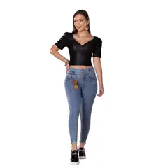 T&T - Jeans Push Up Ébano TYT Color Azul Medio Estilo Ajustado Moda