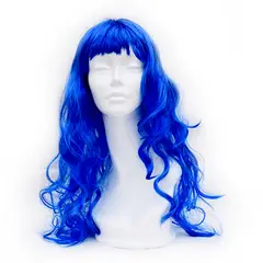 GENERICO - Peluca Larga Ondulada azul
