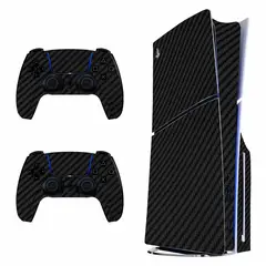 GENERICO - Skin Fibra de Carbono Negro para PS5 Slim Disk - Adhesivo Premium - Protección Anti-rayaduras
