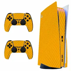 SKIN - Fibra de Carbono Amarillo para PS5 Disk - Adhesivo Premium - Protección Anti-rayaduras