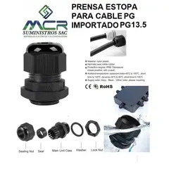 GENERICO - PRENSA ESTOPA PARA CABLE PG 13.5 DIAMETRO DE 6-11MM PVC IMPORTADO NEGR