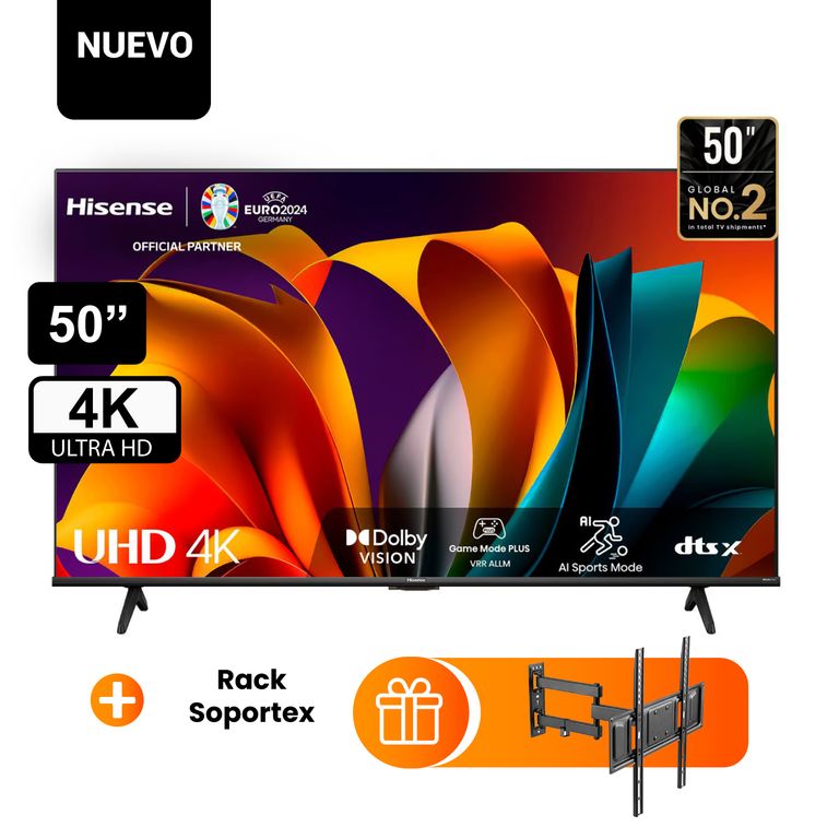 Televisor 50 Pulg UHD 4K Smart Tv 50A6N + Rack