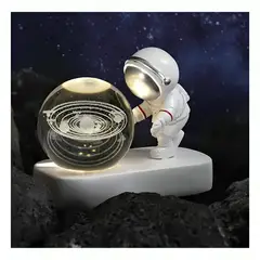 GENERICO - Lámpara Esfera 3D con Luz LED Saturno 2 de Diseño Astronauta