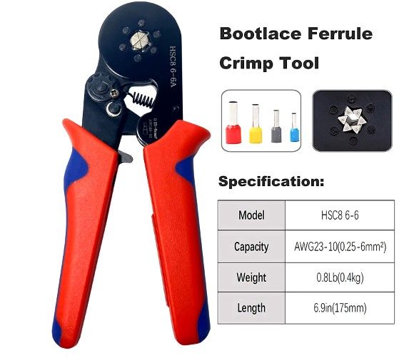 Alicate Prensa Terminal Tubular 23-10 AWG + 1200 Terminales 6-6A