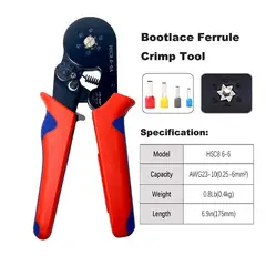 GENERICO - Alicate Prensa Terminal Tubular 23-10 AWG + 1200 Terminales 6-6A