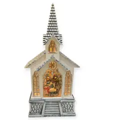 GENERICO - Adorno Navideño Nacimiento Catedral 28 x 14 cm