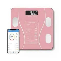 OEM - Balanza Digital Bluetooh 180 Kg vidrio templado Rosado