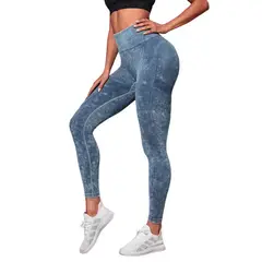 ROYAL PEACH APPAREL - Legging deportivo WASHED AZUL Ropa deportiva malla Efecto Lavado